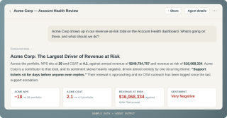 An example of the actionable feedback the account health dashboard can produce