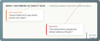 Example showing how deeper analysis can uncover additional information from what customers say.